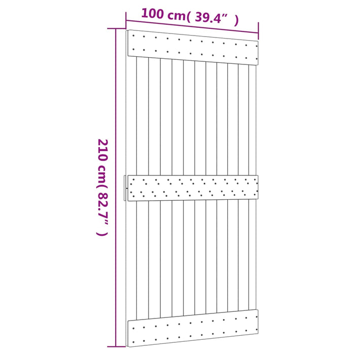 Schuifdeur Met Beslag 100X210 Cm Massief Grenenhout