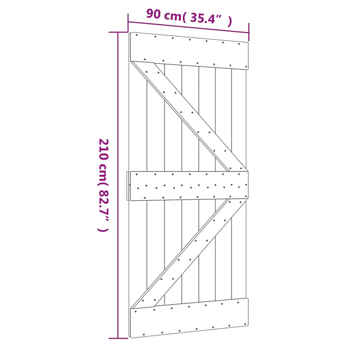 Schuifdeur Met Beslag 90X210 Cm Massief Grenenhout