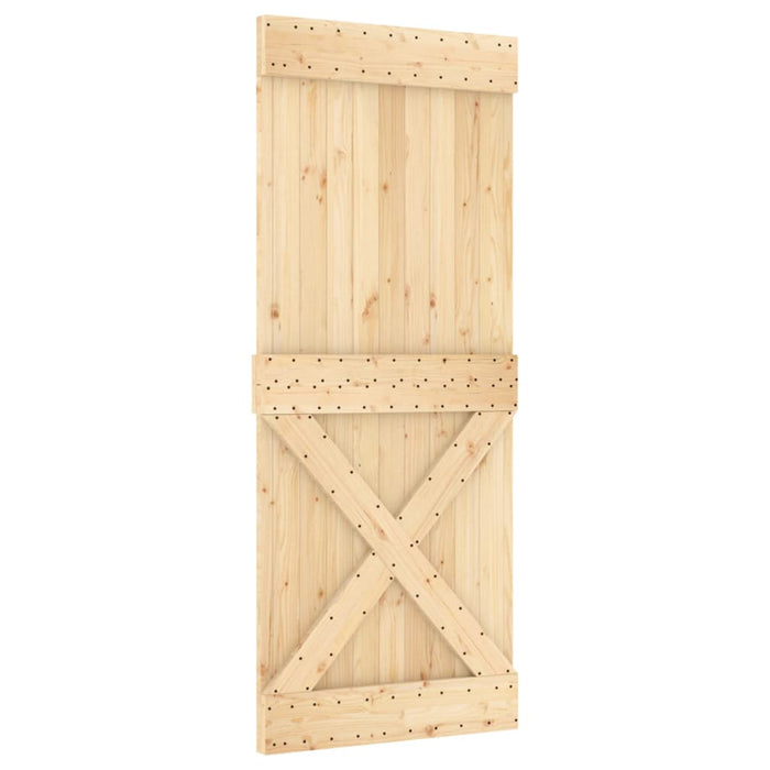 Schuifdeur Met Beslag 85X210 Cm Massief Grenenhout Grijs