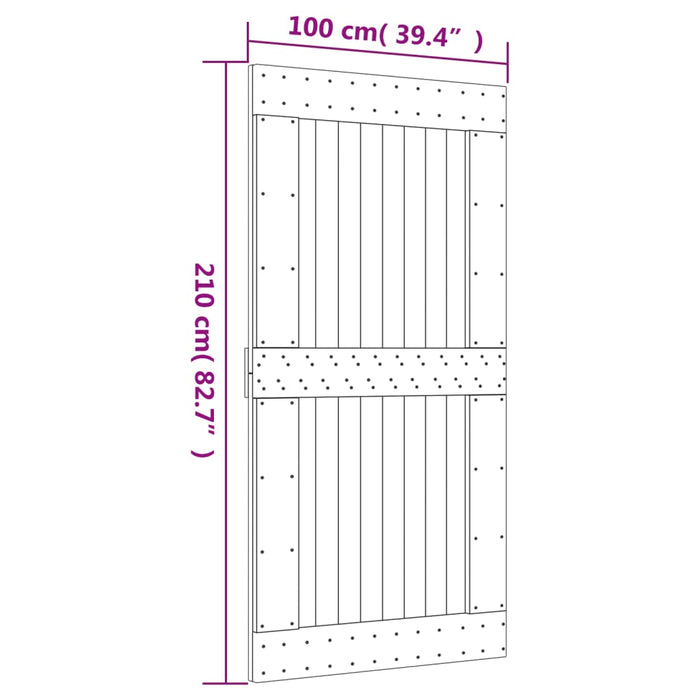 Schuifdeur Met Beslag 100X210 Cm Massief Grenenhout