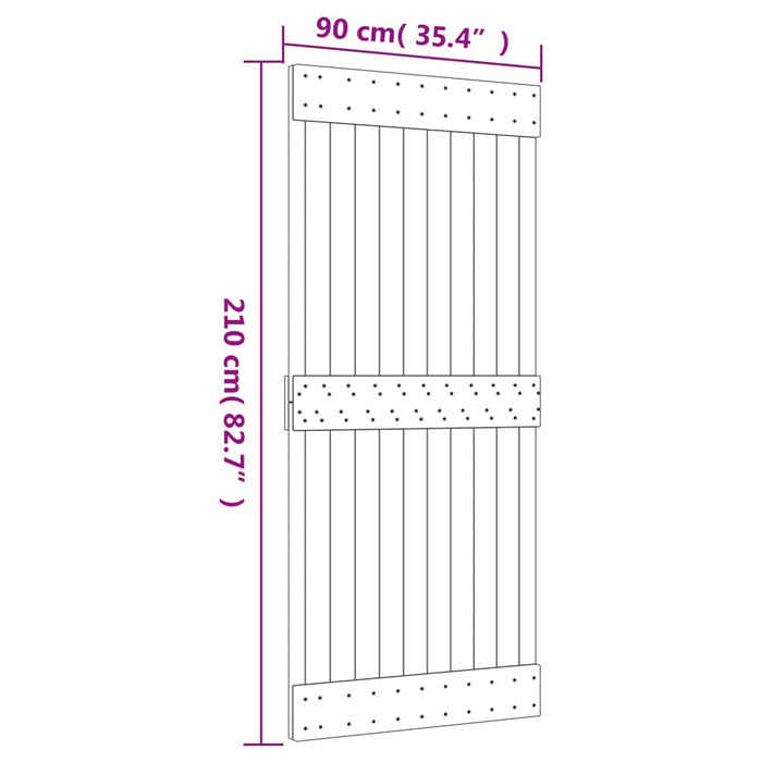 Schuifdeur Met Beslag 90X210 Cm Massief Grenenhout