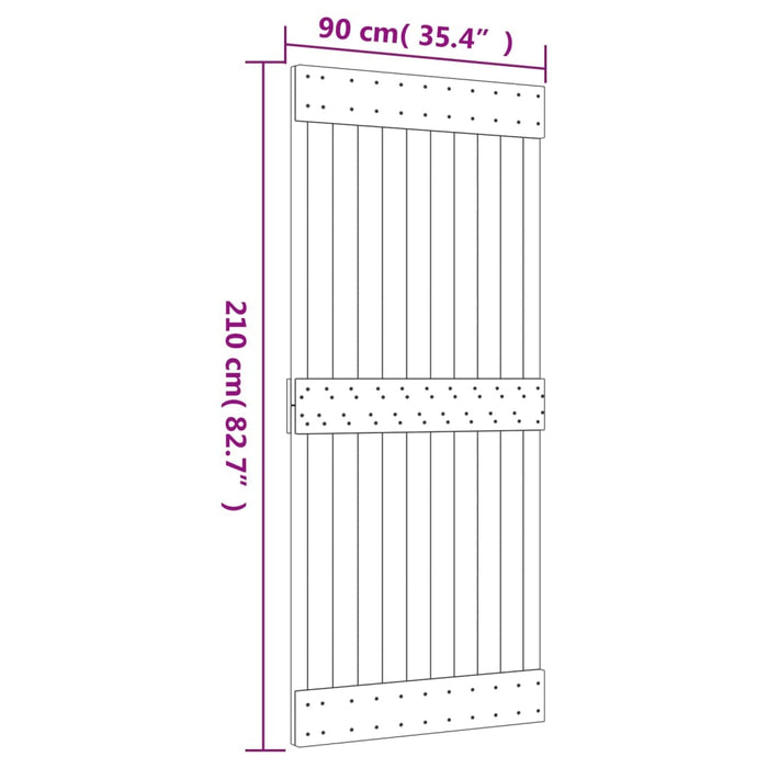 Schuifdeur Met Beslag 90X210 Cm Massief Grenenhout