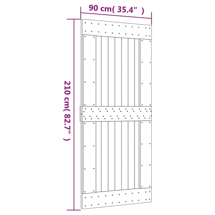 Schuifdeur Met Beslag 90X210 Cm Massief Grenenhout