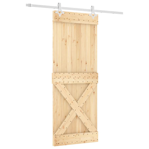 Schuifdeur Met Beslag 80X210 Cm Massief Grenenhout Bladpatroon