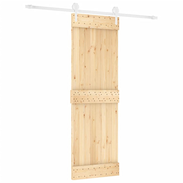 Schuifdeur Met Beslag 70X210 Cm Massief Grenenhout Grijs Ruitpatroon