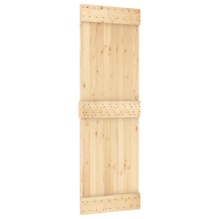 Schuifdeur Met Beslag 70X210 Cm Massief Grenenhout Grijs Ruitpatroon