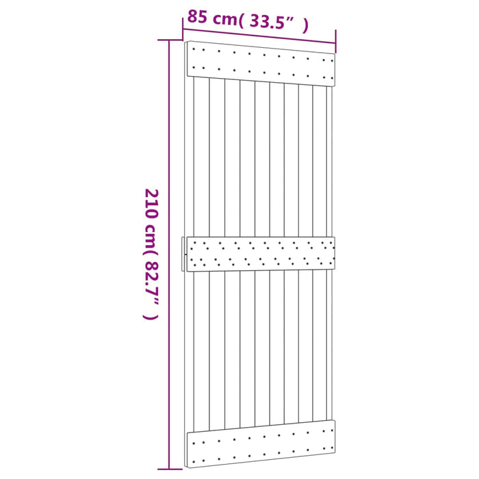 Schuifdeur Met Beslag 85X210 Cm Massief Grenenhout Grijs Ruitpatroon