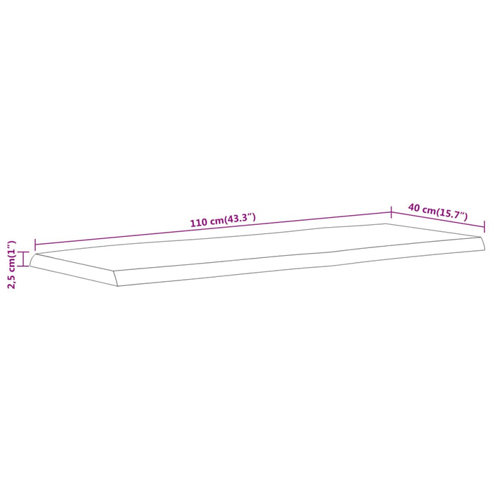 Tafelblad Rechthoekig Natuurlijke Rand 110X40X2,5 Cm Acaciahout