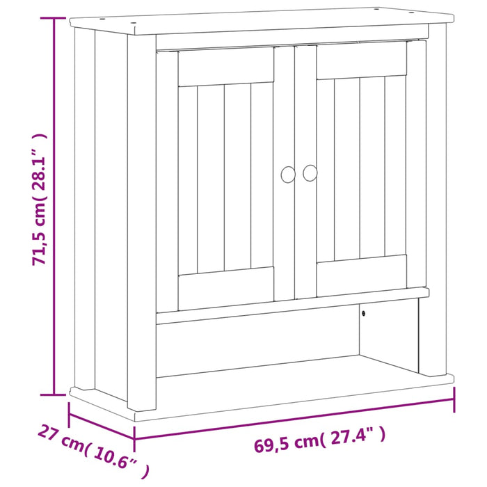 Badkamerkast Berg 69,5X27X7,5 Cm Massief Grenenhout