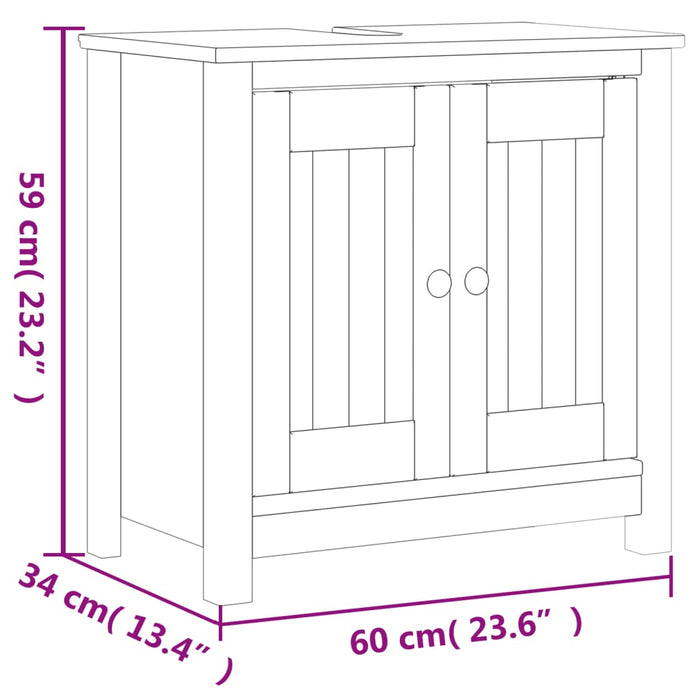 Wastafelkast Berg 60X34X59 Cm Massief Grenenhout