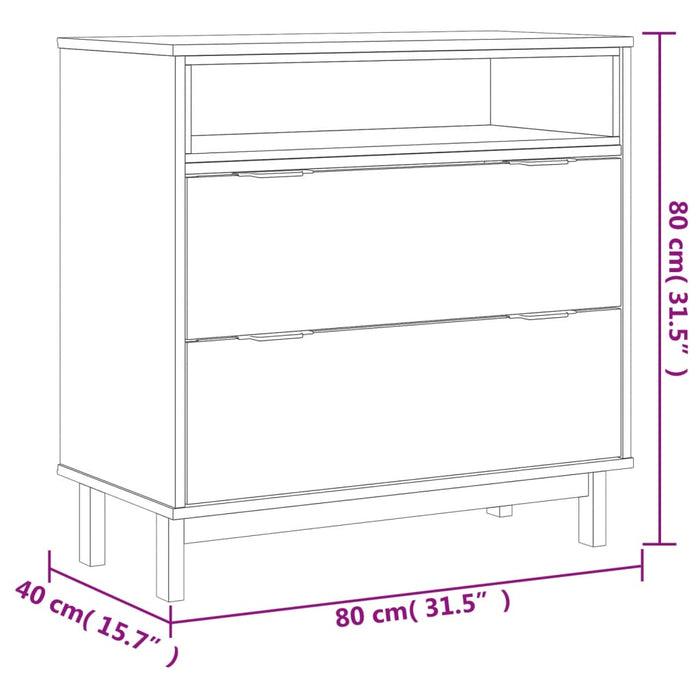 Ladekast Flam 80X40X80 Cm Massief Grenenhout Zwart En Donkergrijs