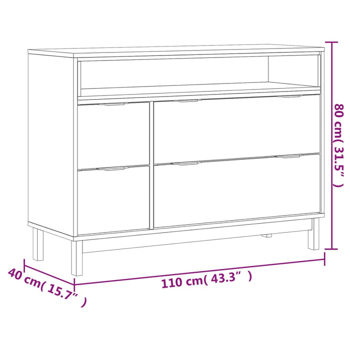 Ladekast Flam 110X40X80 Cm Massief Grenenhout Donkerbruin