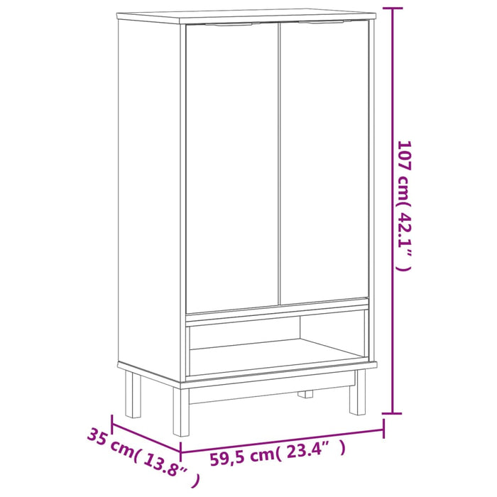 Schoenenkast Flam 59,5X35X107 Cm Massief Grenenhout Donkergrijs