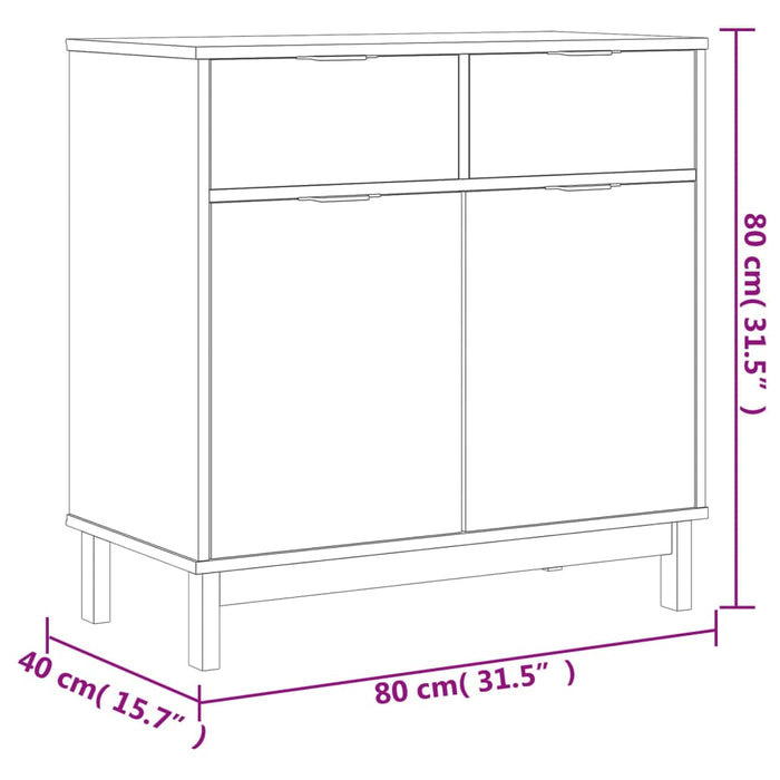 Dressoir Flam 80X40X80 Cm Massief Grenenhout Donkerbruin