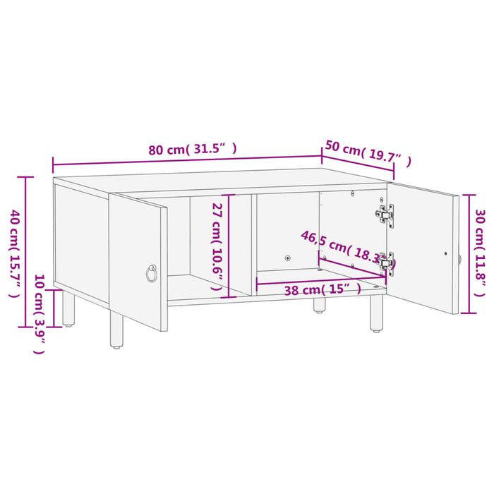 Salontafel 80X50X40 Cm Massief Mangohout