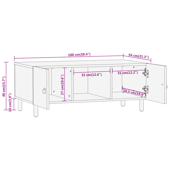 Salontafel 100X54X40 Cm Massief Mangohout