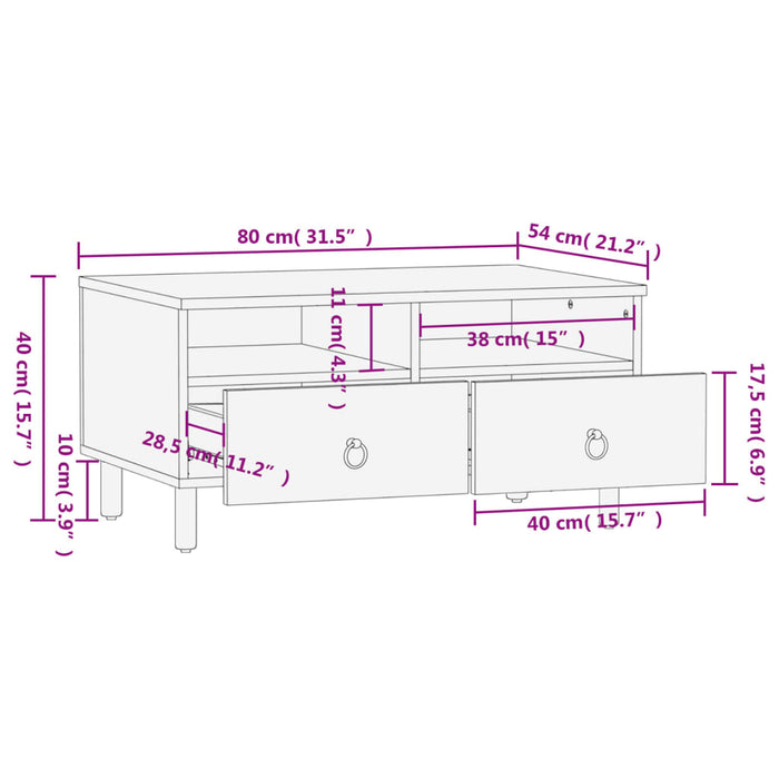 Salontafel 80X54X40 Cm Massief Mangohout