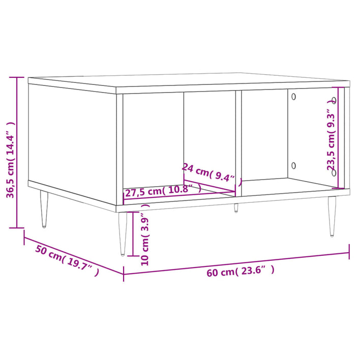 Salontafel 60X50X36,5 Cm Bewerkt Hout Grijs