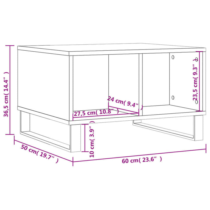 Salontafel 60X50X36,5 Cm Bewerkt Hout Wit