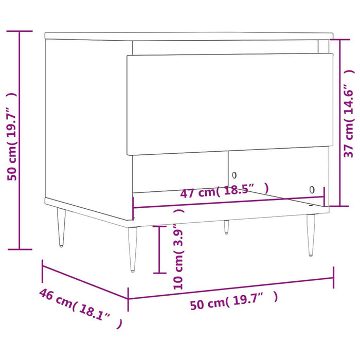 Salontafel 50X46X50 Cm Bewerkt Hout Sonoma Eikenkleurig