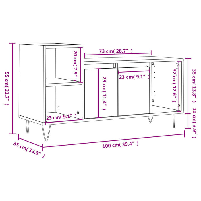 Tv-Meubel 100X35X55 Cm Bewerkt Hout Sonoma Eikenkleurig