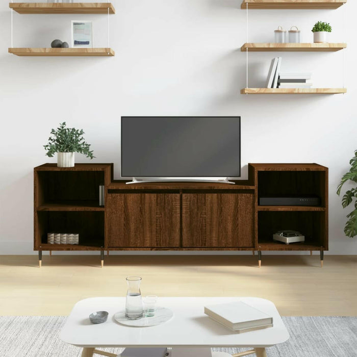 Tv-Meubel 160X35X55 Cm Bewerkt Hout Gerookt Eikenkleurig