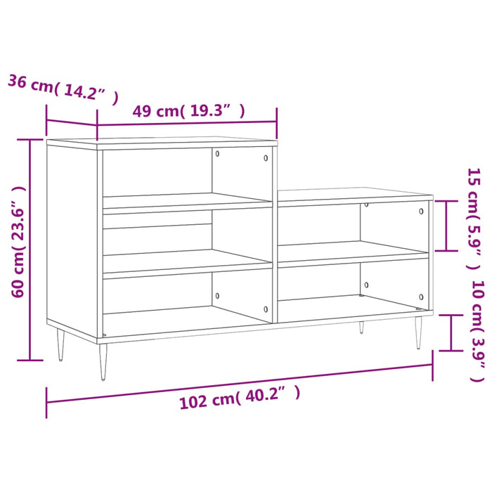 Schoenenkast 02X36X60 Cm Bewerkt Hout