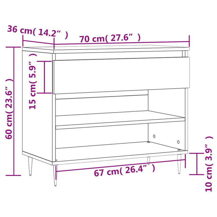 Schoenenkast 70X36X60 Cm Bewerkt Hout Sonoma Grijs