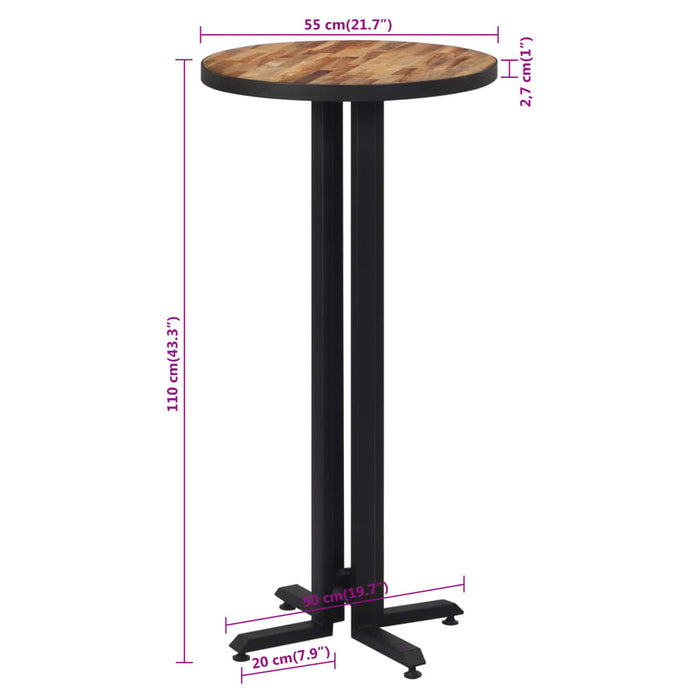 Bartafel Rond Ø55X110 Cm Massief Gerecycled Teakhout