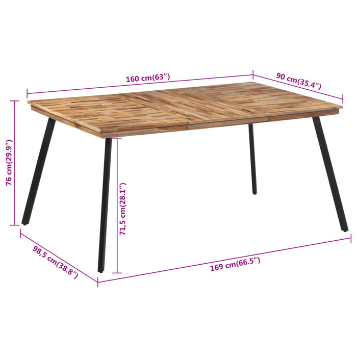 Eettafel 169X98,5X76 Cm Massief Teakhout