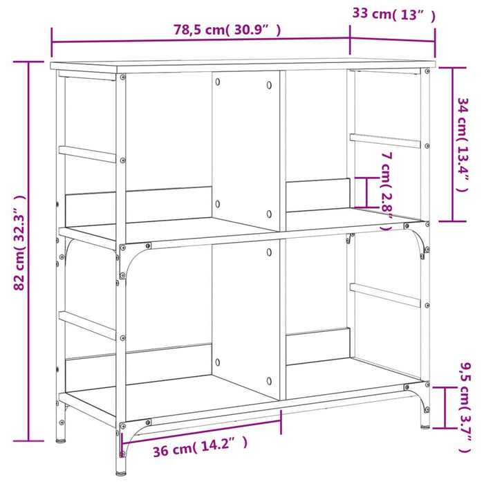 Boekenkast 78,5X33X82 Cm Bewerkt Hout