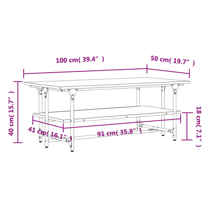 Salontafel 100X50X40 Cm Bewerkt Hout Bruineiken