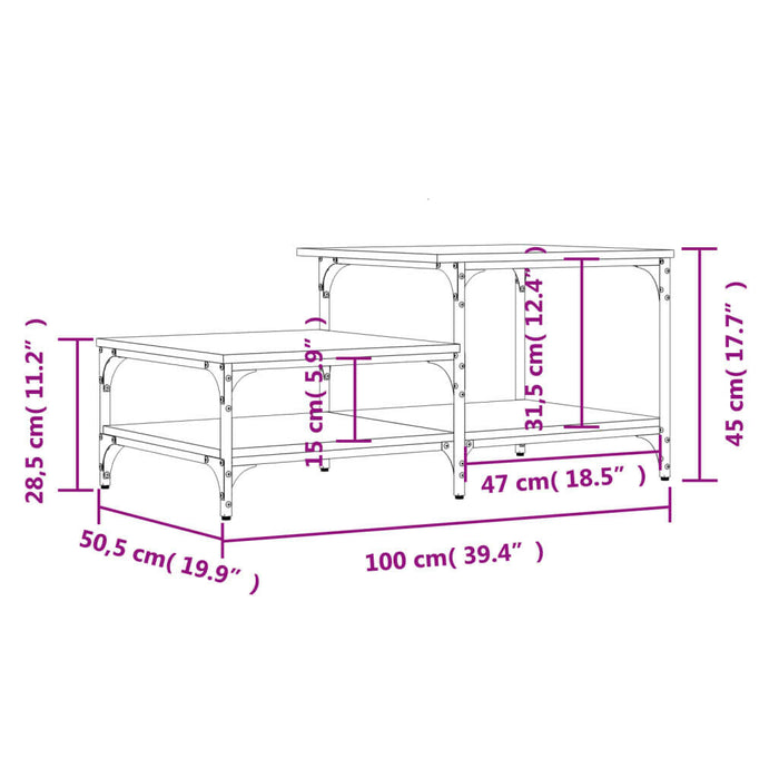 Salontafel 100X50,5X45 Cm Bewerkt Hout Sonoma Eikenkleurig