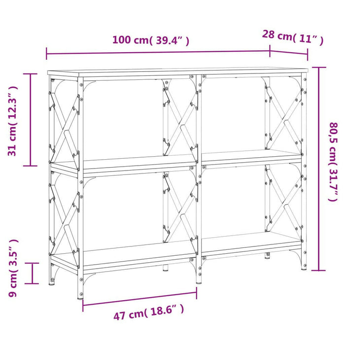 Wandtafel 100X28X80,5 Cm Bewerkt Hout Bruin Eikenkleur