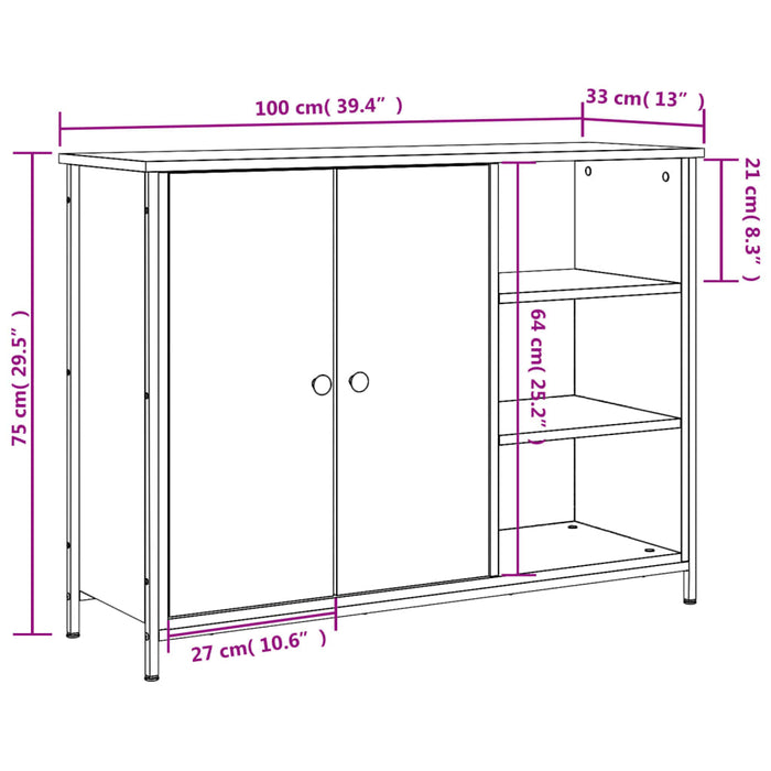 Dressoir 00X33X75 Cm Bewerkt Hout