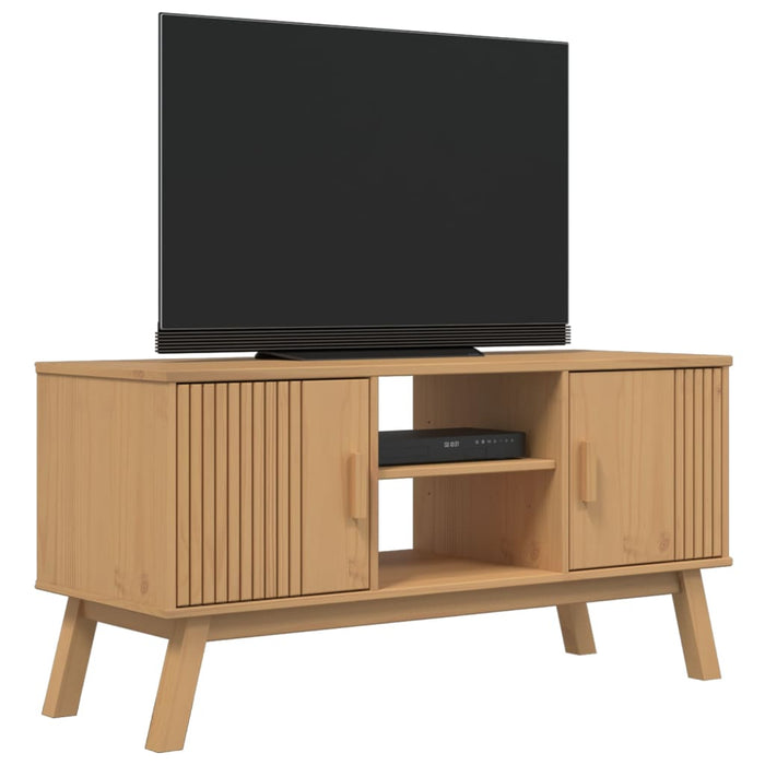 Tv-Meubel Olden 114X43X57 Cm Massief Grenenhout Bruin