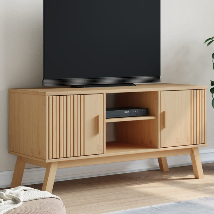 Tv-Meubel Olden 114X43X57 Cm Massief Grenenhout Bruin