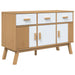 Dressoir Olden 114X43X73,5 Cm Massief Grenenhout Wit En Bruin