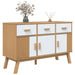 Dressoir Olden 114X43X73,5 Cm Massief Grenenhout Wit En Bruin