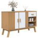 Dressoir Olden 114X43X73,5 Cm Massief Grenenhout Wit En Bruin Grijs En Wit