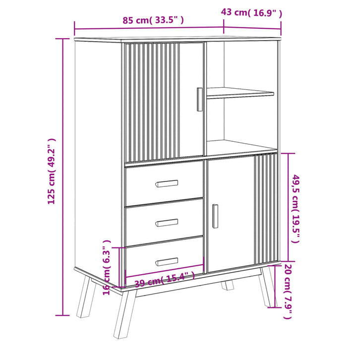 Hoge Kast Olden 85X43X125 Cm Massief Grenenhout En Bruin