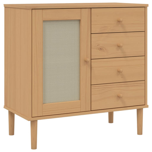 Dressoir Senja 80X40X80 Cm Rattan Look Massief Grenenhout