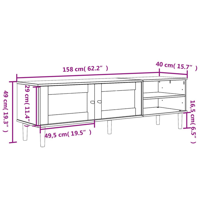 Tv-Meubel Senja 58X40X49 Cm Rattan-Look Massief Grenenhout