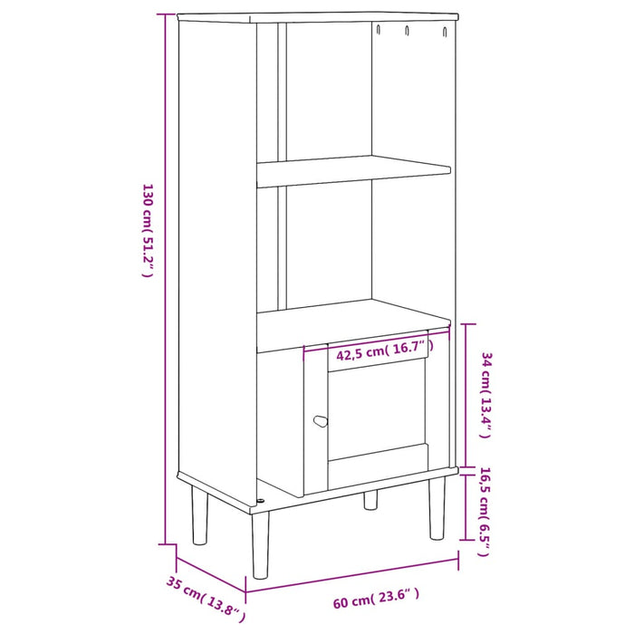 Boekenkast Senja Rattan-Look 60X35X30 Cm Grenenhout