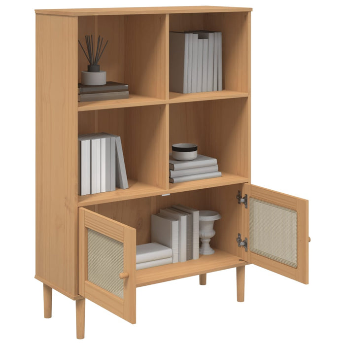 Boekenkast Senja Rattan-Look 90X35X30 Cm Grenenhout