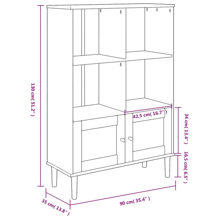 Boekenkast Senja Rattan-Look 90X35X30 Cm Grenenhout