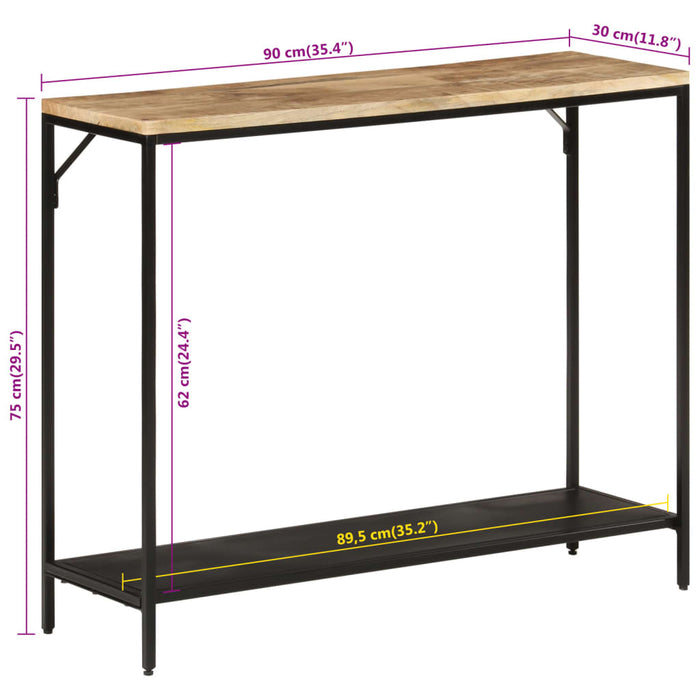 Wandtafel 90X30X75 Cm Massief Ruw Mangohout En Ijzer