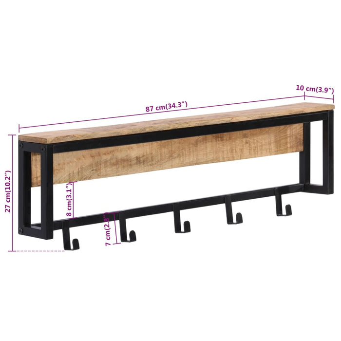 Kapstok 87X10X27 Cm Massief Ruw Mangohout Zwart En Wit