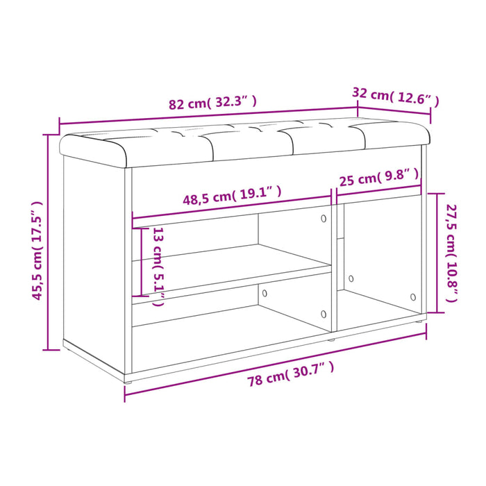 Schoenenbank 82X32X45,5 Cm Bewerkt Hout Kleurig