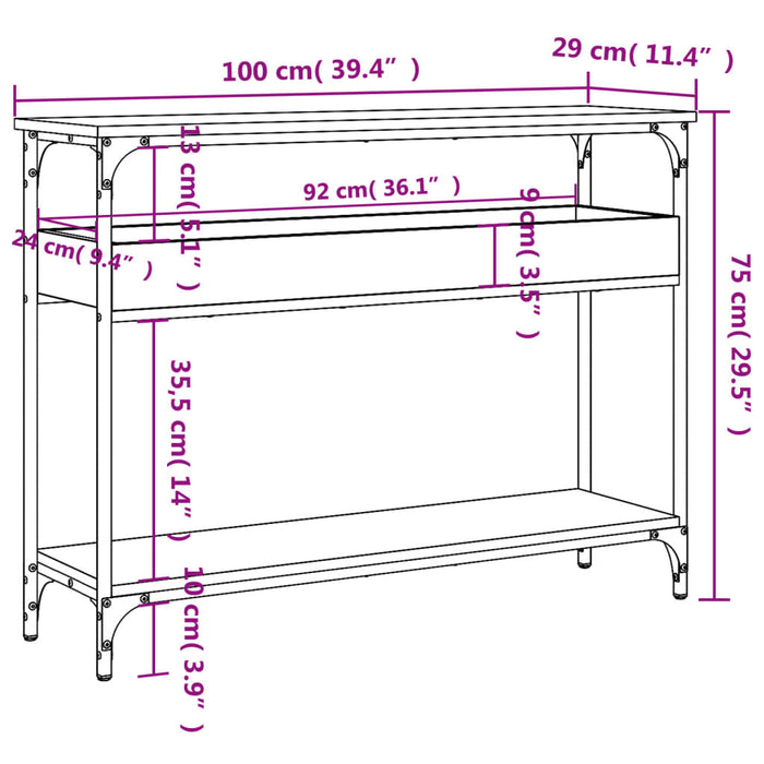 Wandtafel Met Schap 100X29X75 Cm Bewerkt Hout Bruineikenkleurig